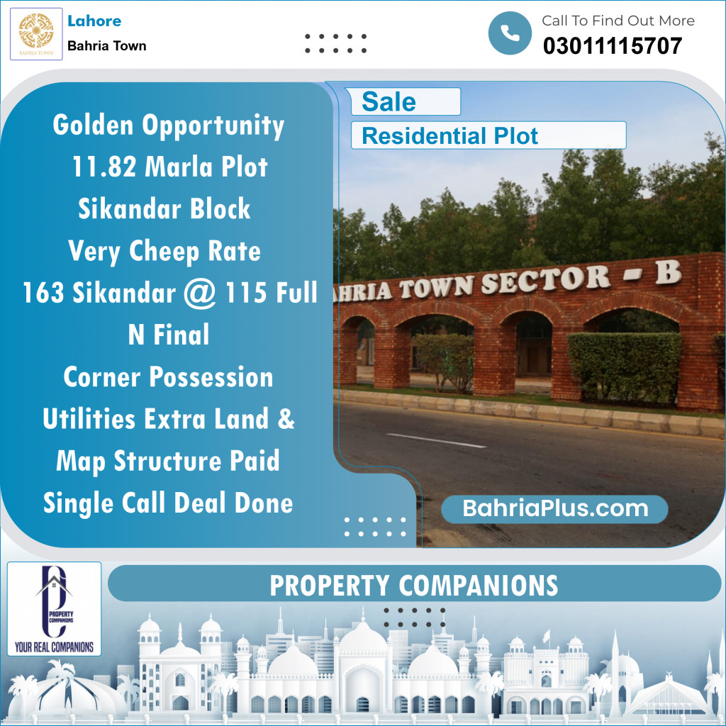 Residential Plot for Sale in Bahria Town, Lahore - (BP-141928)