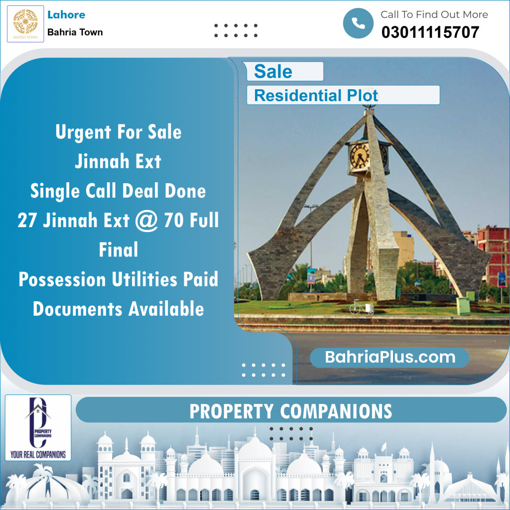 Residential Plot for Sale in Bahria Town, Lahore - (BP-141929)