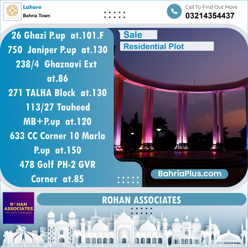 Residential Plot for Sale in Bahria Town, Lahore - (BP-141967)