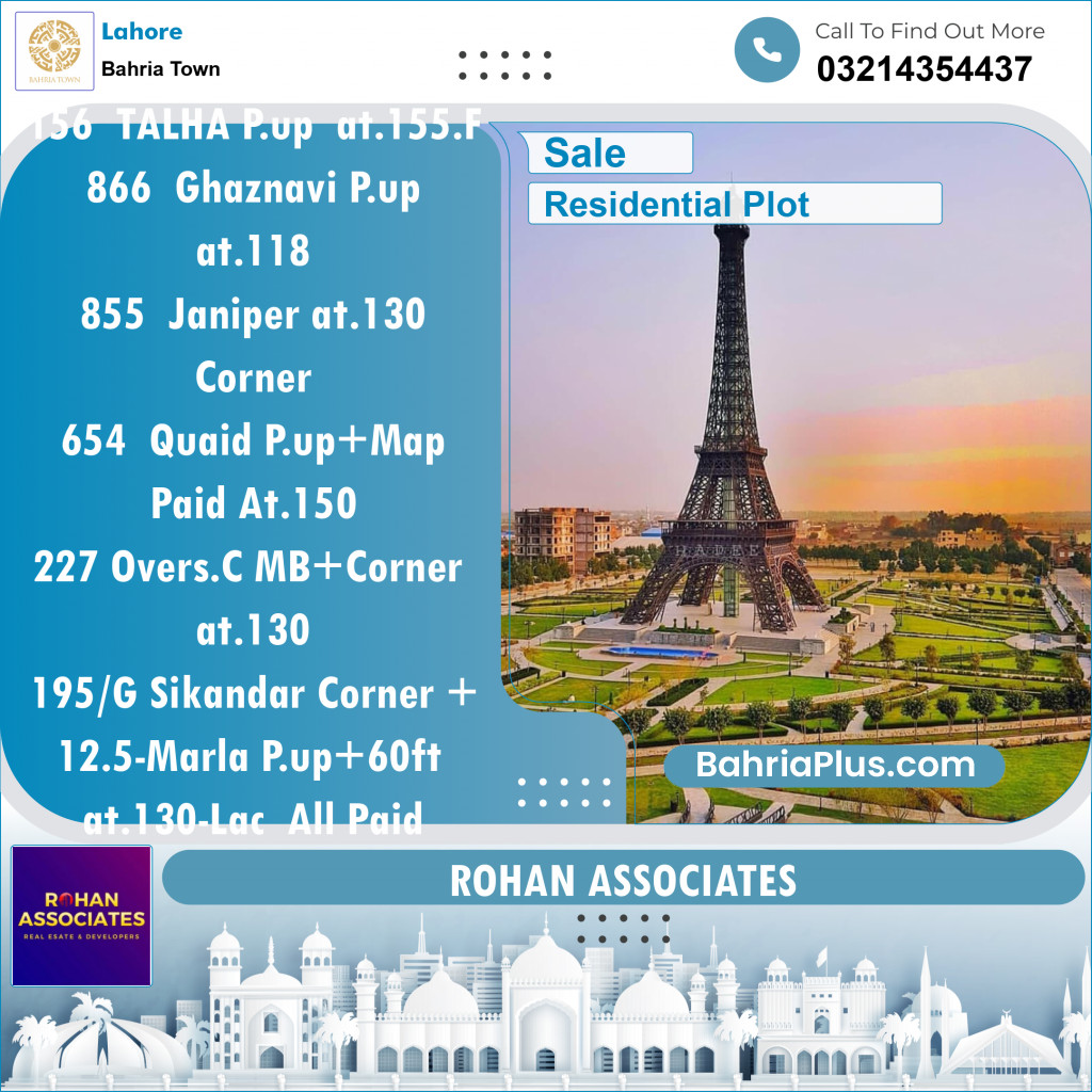 Residential Plot for Sale in Bahria Town, Lahore - (BP-141968)