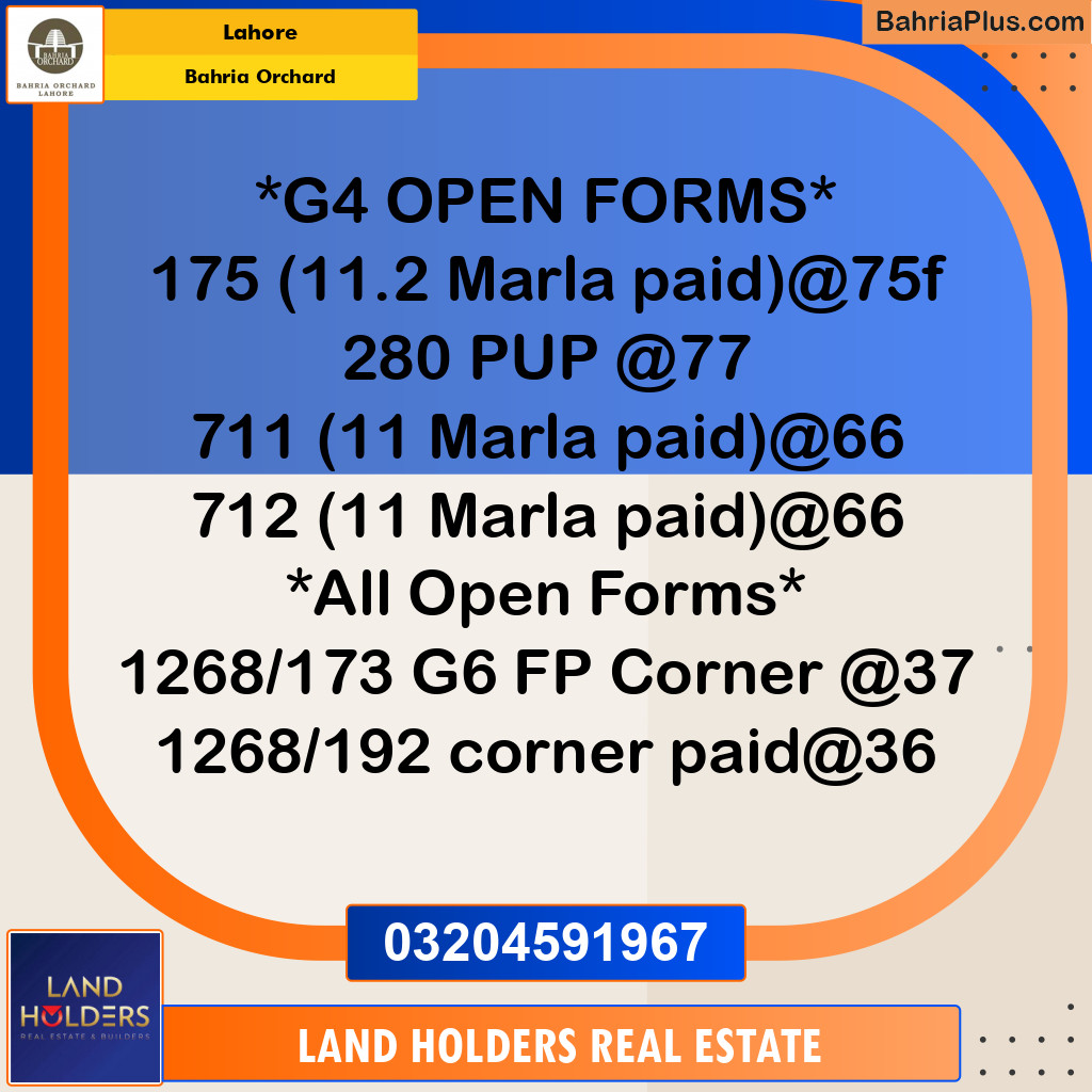 Residential Plot for Sale in Bahria Orchard, Lahore - (BP-141972)