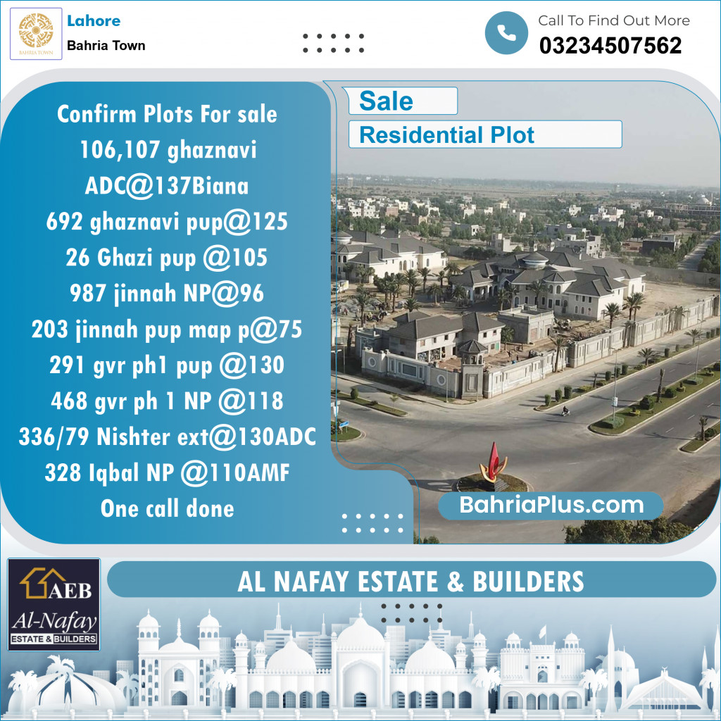 Residential Plot for Sale in Bahria Town, Lahore - (BP-141973)