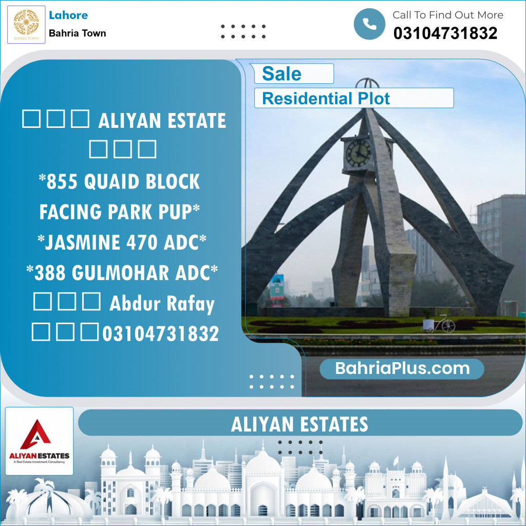 Residential Plot for Sale in Bahria Town, Lahore - (BP-142005)