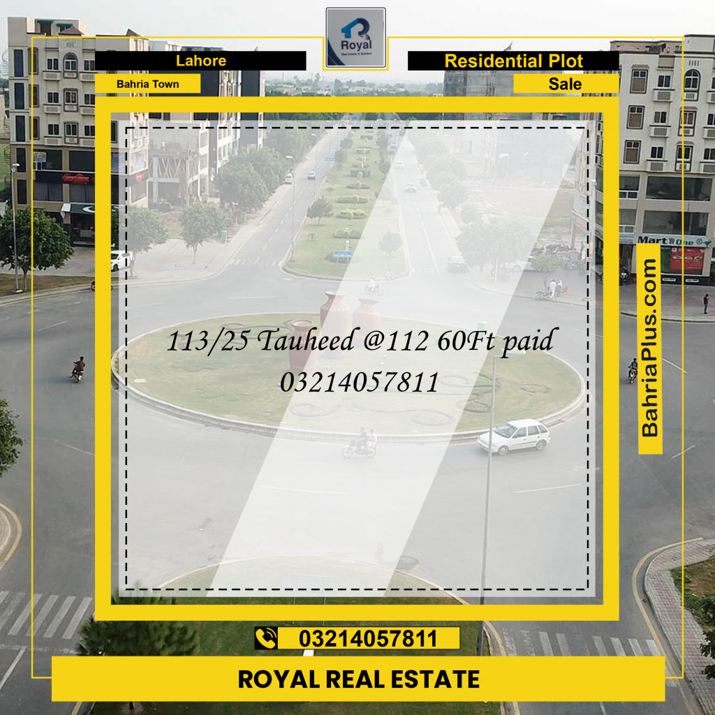 Residential Plot for Sale in Bahria Town, Lahore - (BP-142013)