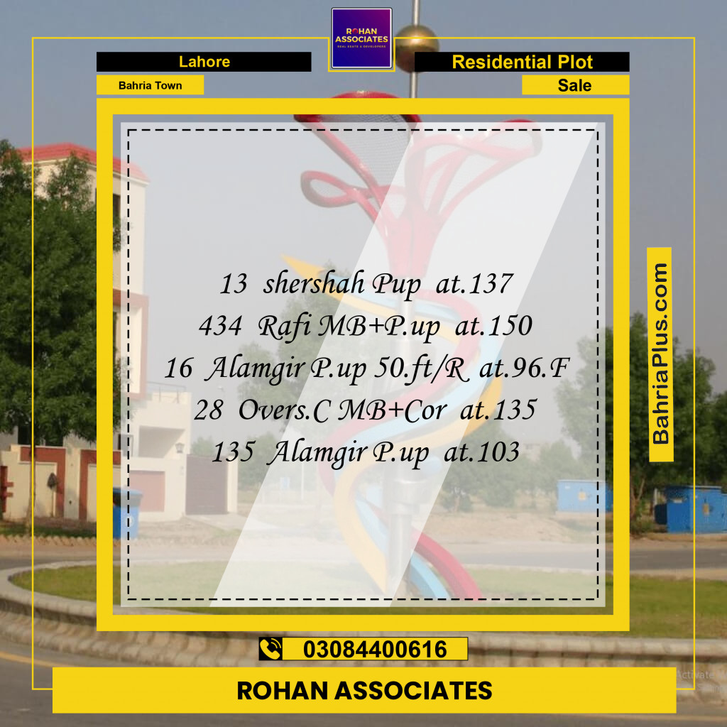 Residential Plot for Sale in Sector F - Shershah Block -  Bahria Town, Lahore - (BP-142022)