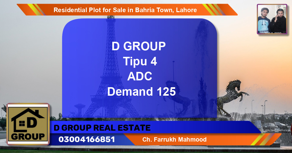 Residential Plot for Sale in Sector F - Tipu Sultan Block -  Bahria Town, Lahore - (BP-142025)