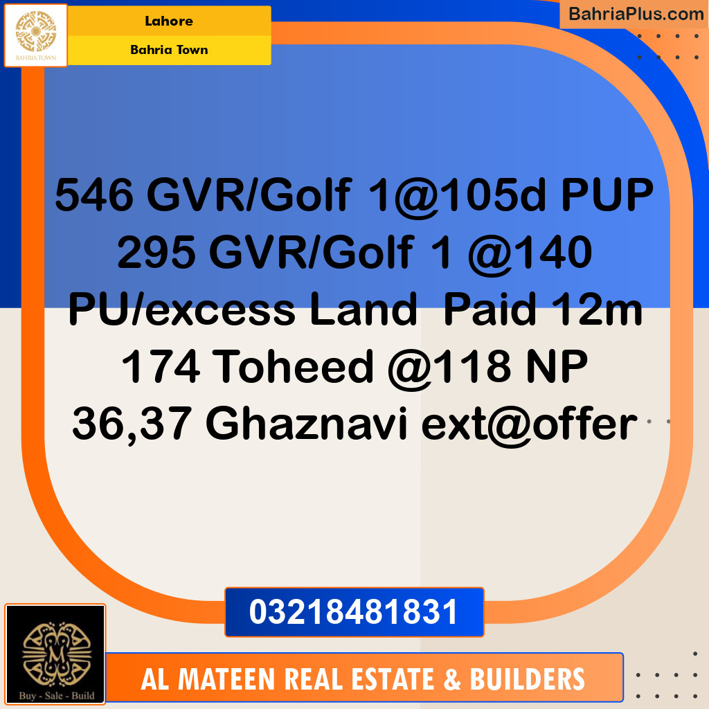 Residential Plot for Sale in Bahria Town, Lahore - (BP-142028)