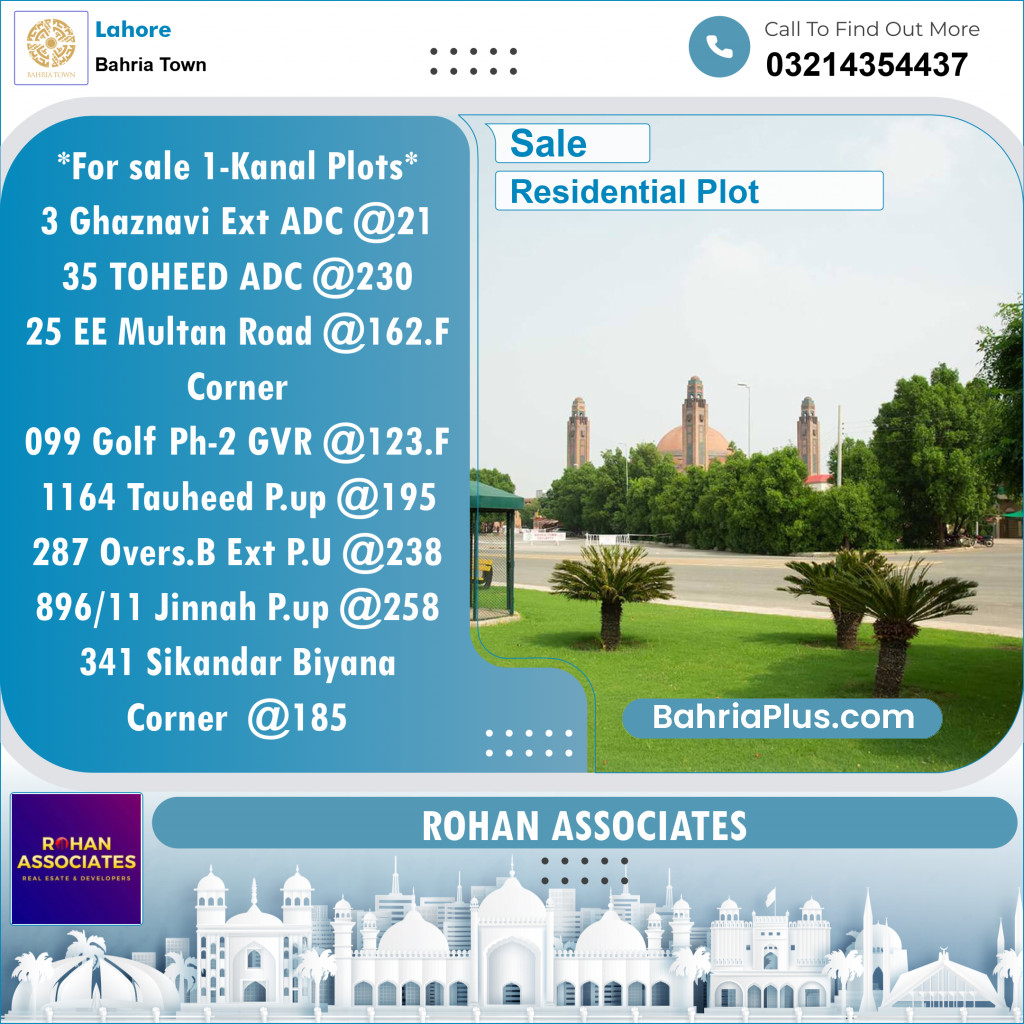 Residential Plot for Sale in Sector F - Ghaznavi Ext. Block -  Bahria Town, Lahore - (BP-142143)