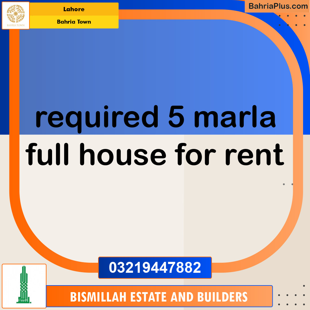 Residential House for Rent in Bahria Town, Lahore - (BP-142158)