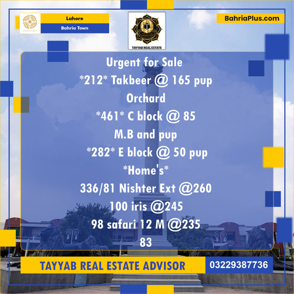 Residential Plot for Sale in Bahria Town, Lahore - (BP-142294)