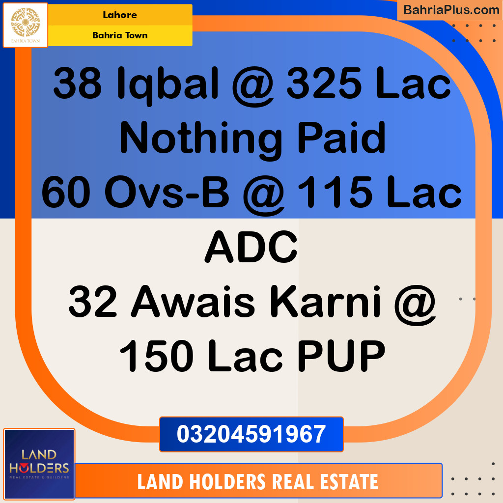 Commercial Plot for Sale in Bahria Town, Lahore - (BP-142311)
