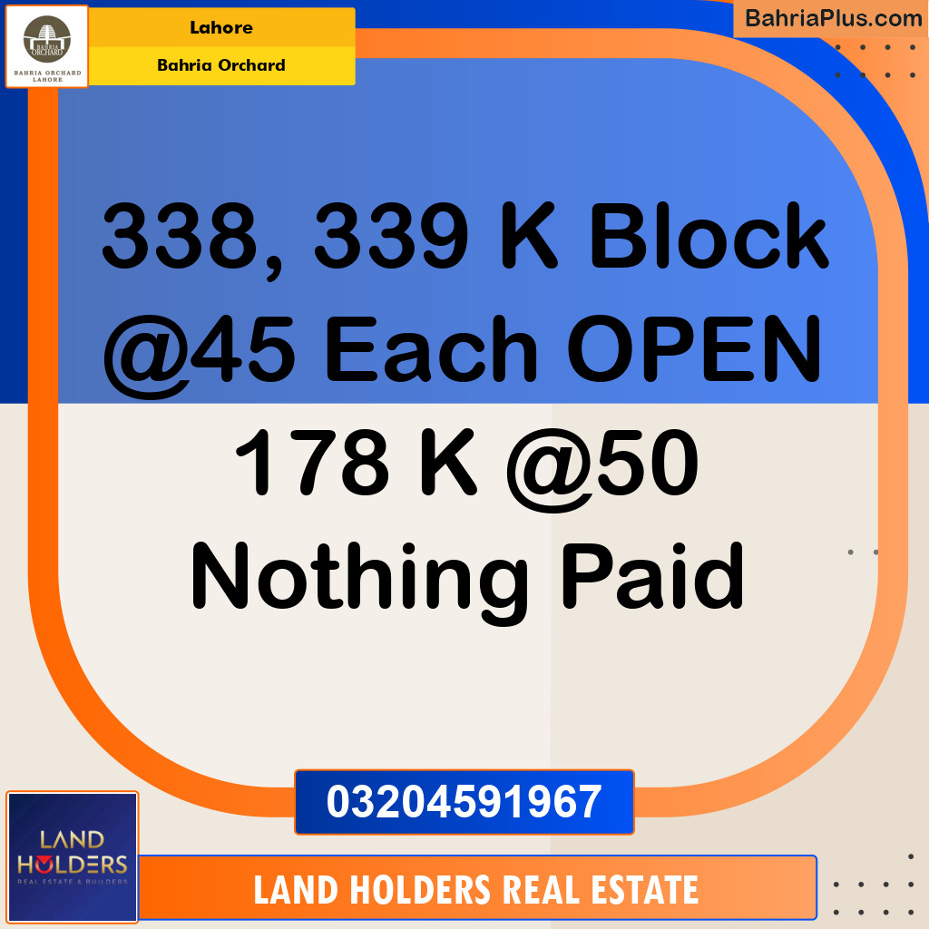 Residential Plot for Sale in Bahria Orchard, Lahore - (BP-142312)