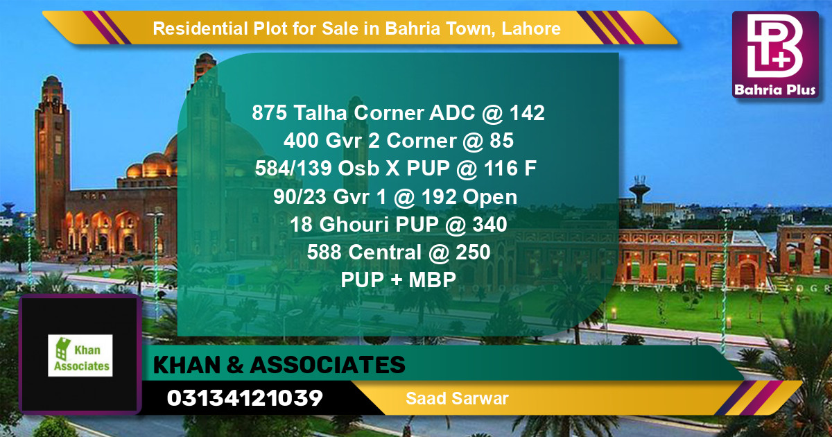 Residential Plot for Sale in Bahria Town, Lahore - (BP-142317)