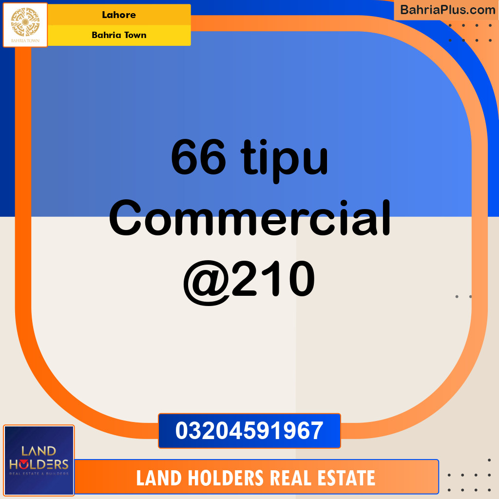 Commercial Plot for Sale in Sector F - Tipu Commercial -  Bahria Town, Lahore - (BP-142318)