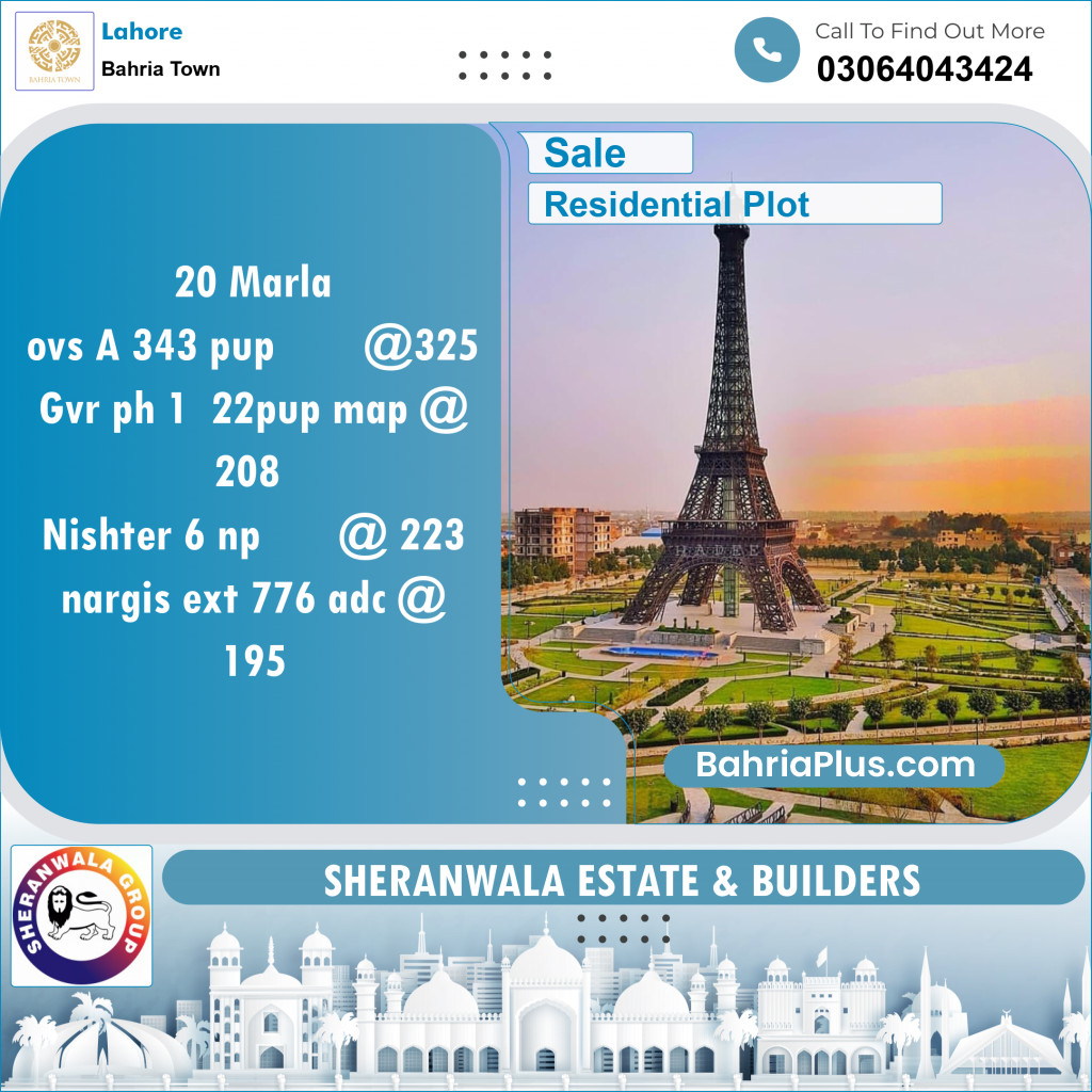 Residential Plot for Sale in Bahria Town, Lahore - (BP-142321)