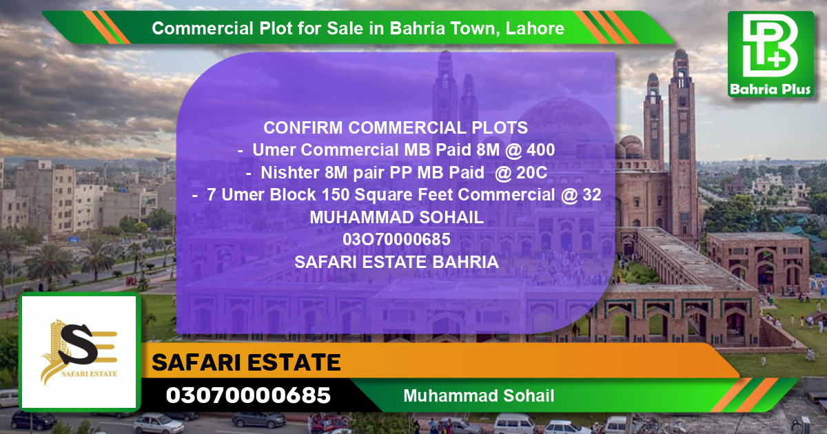 Commercial Plot for Sale in Bahria Town, Lahore - (BP-142334)