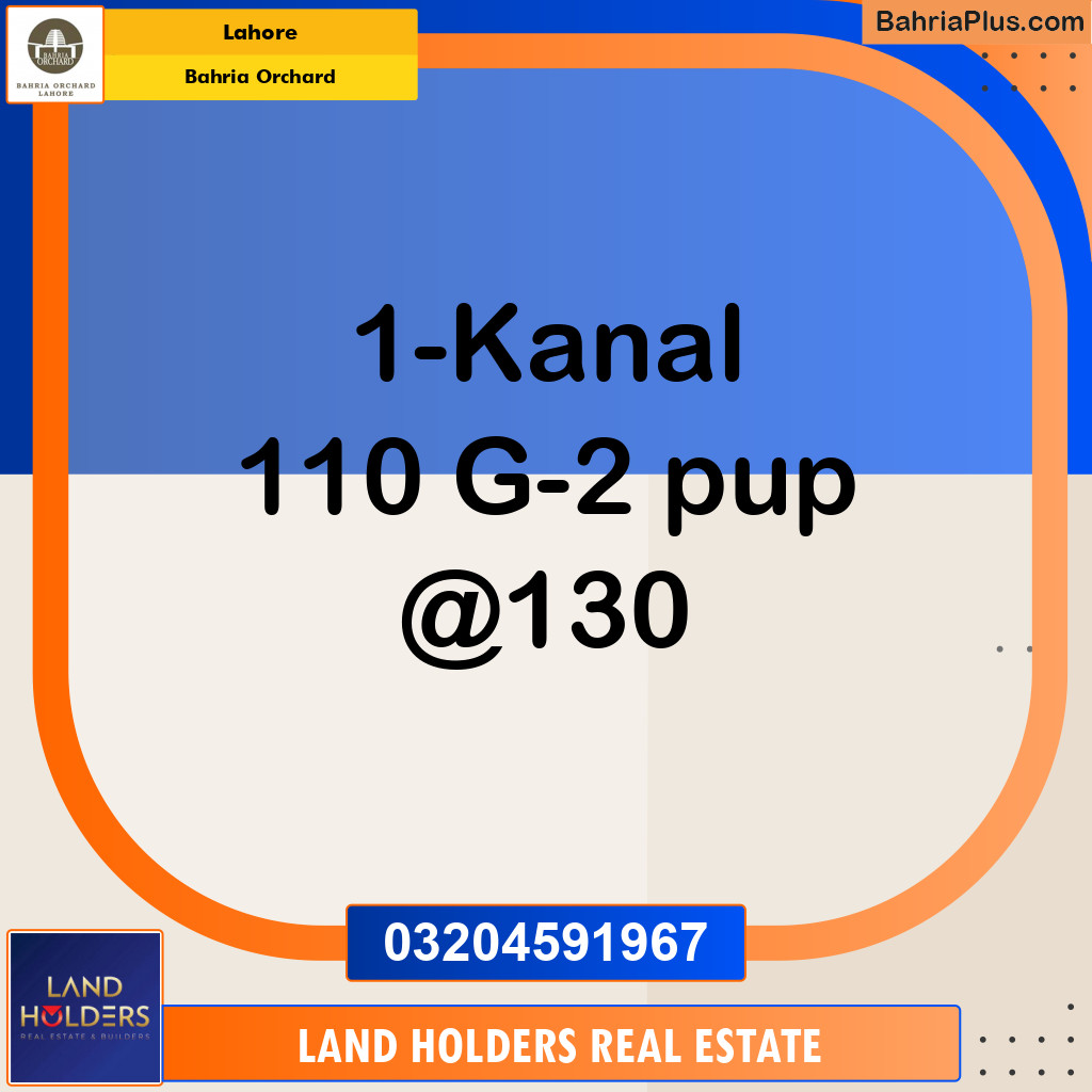 Residential Plot for Sale in Phase 4 - G2 Block -  Bahria Orchard, Lahore - (BP-142361)