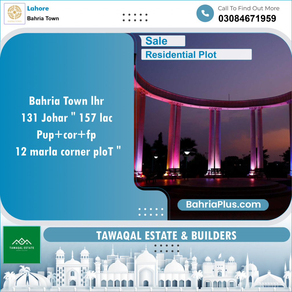 Residential Plot for Sale in Bahria Town, Lahore - (BP-142370)