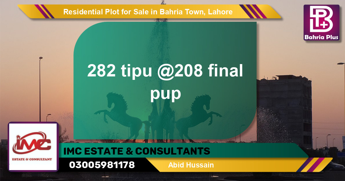 Residential Plot for Sale in Sector F - Tipu Sultan Block -  Bahria Town, Lahore - (BP-142460)
