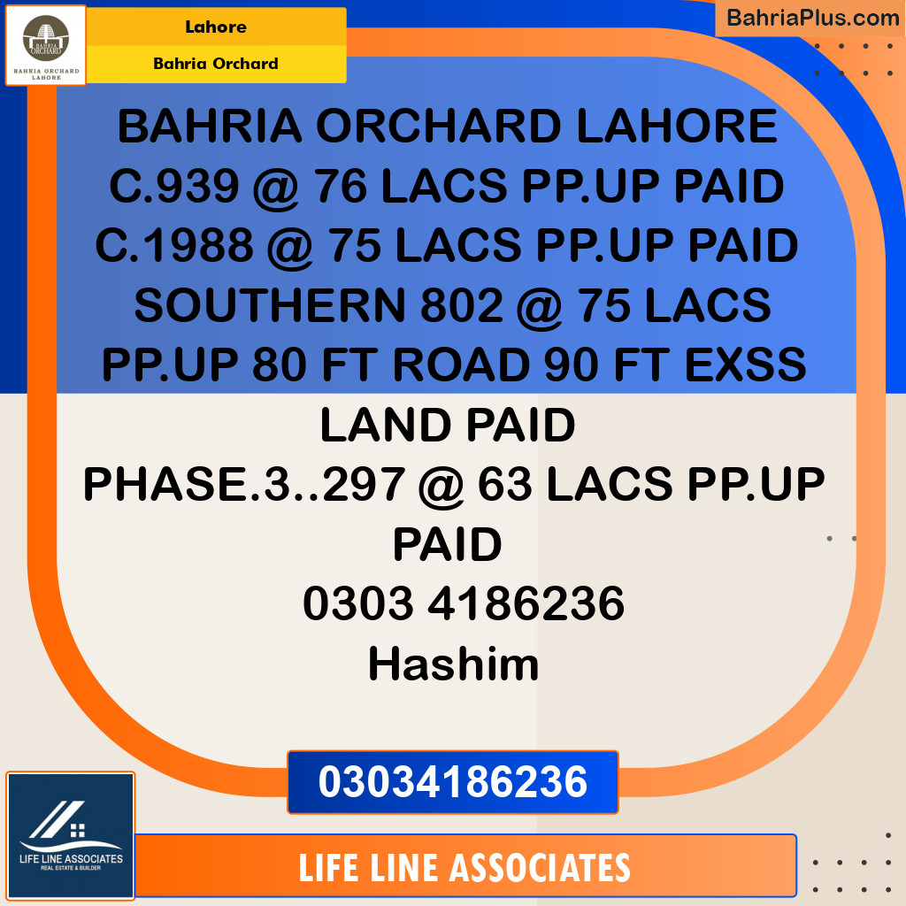 Residential Plot for Sale in Bahria Orchard, Lahore - (BP-142530)