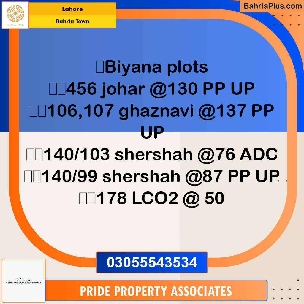 Residential Plot for Sale in Bahria Town, Lahore - (BP-142537)