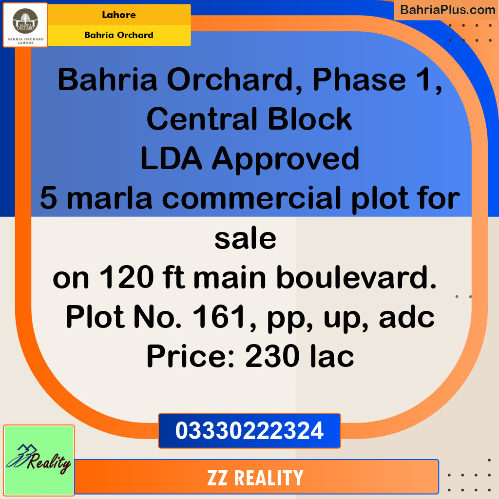Commercial Plot for Sale in Phase 1 - Central Commercial -  Bahria Orchard, Lahore - (BP-142551)