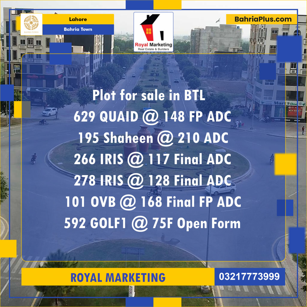 Residential Plot for Sale in Bahria Town, Lahore - (BP-142581)