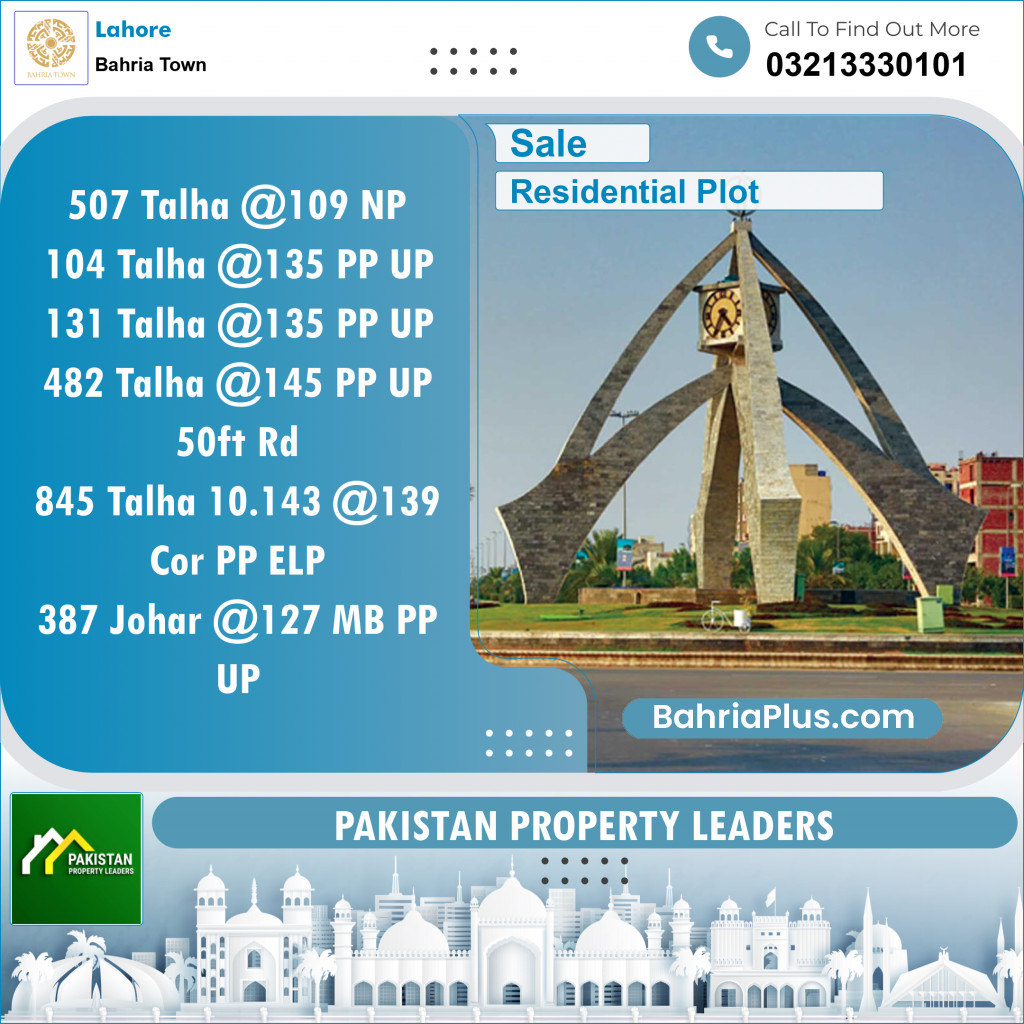 Residential Plot for Sale in Bahria Town, Lahore - (BP-142619)