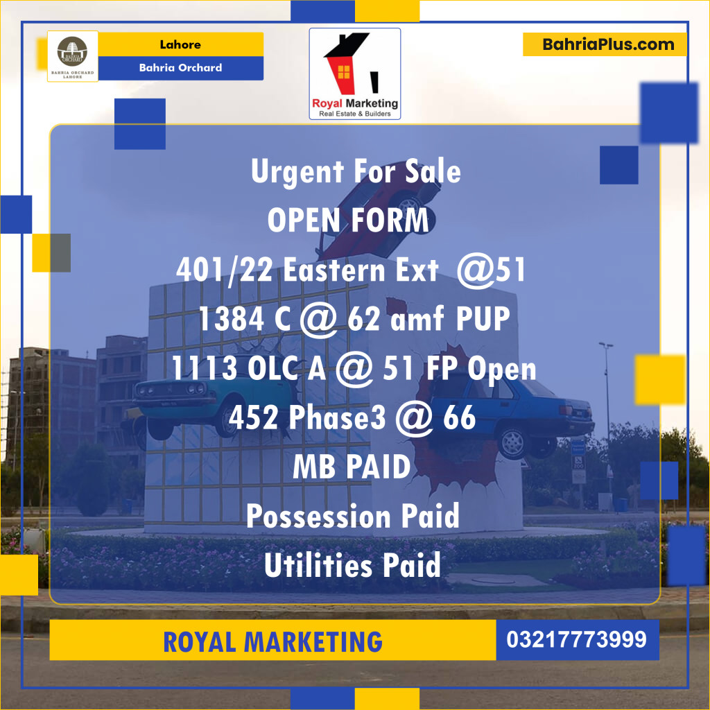 Residential Plot for Sale in Bahria Orchard, Lahore - (BP-142698)