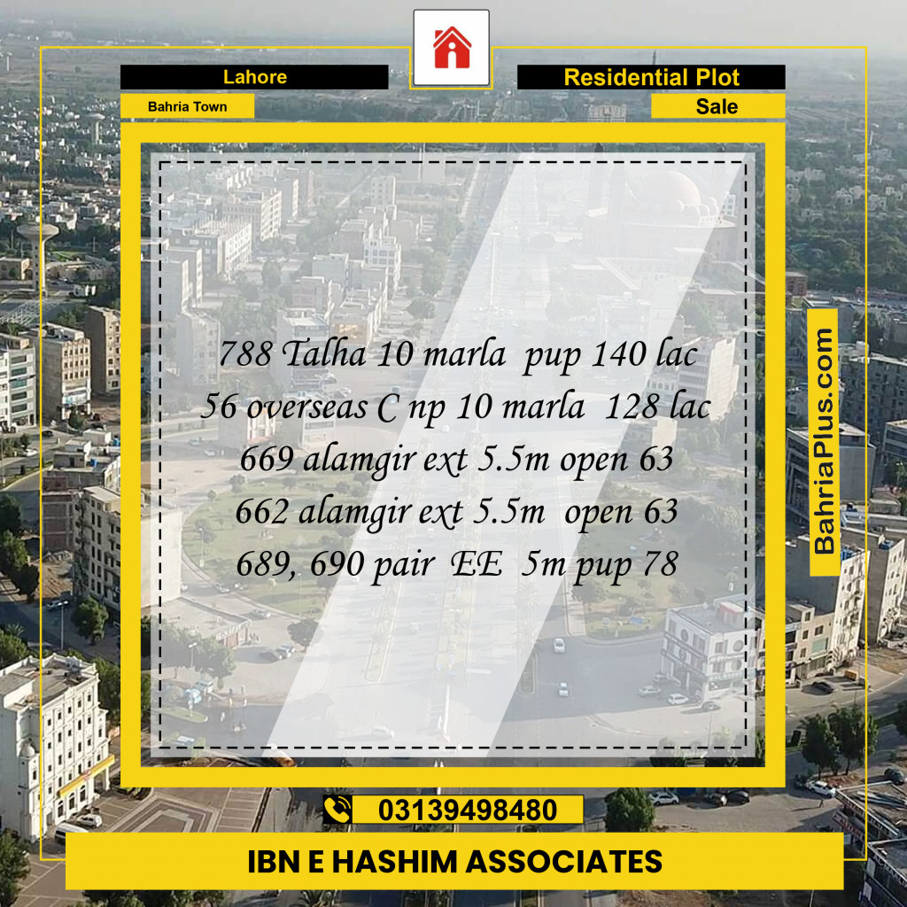 Residential Plot for Sale in Bahria Town, Lahore - (BP-142727)