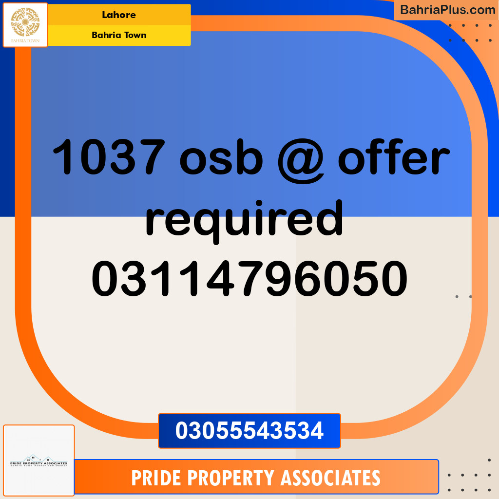 Residential Plot for Sale in Overseas B -  Bahria Town, Lahore - (BP-142784)