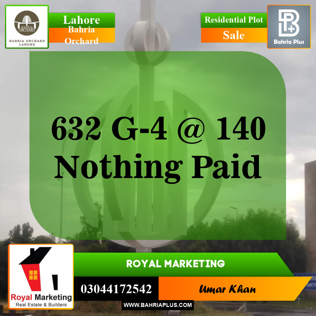 Residential Plot for Sale in Phase 4 - G4 Block -  Bahria Orchard, Lahore - (BP-142793)