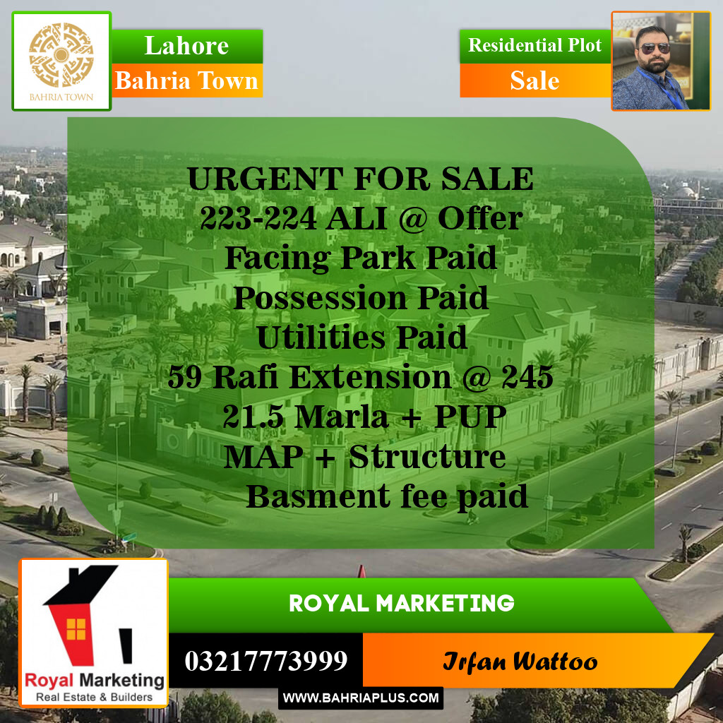 Residential Plot for Sale in Bahria Town, Lahore - (BP-142795)
