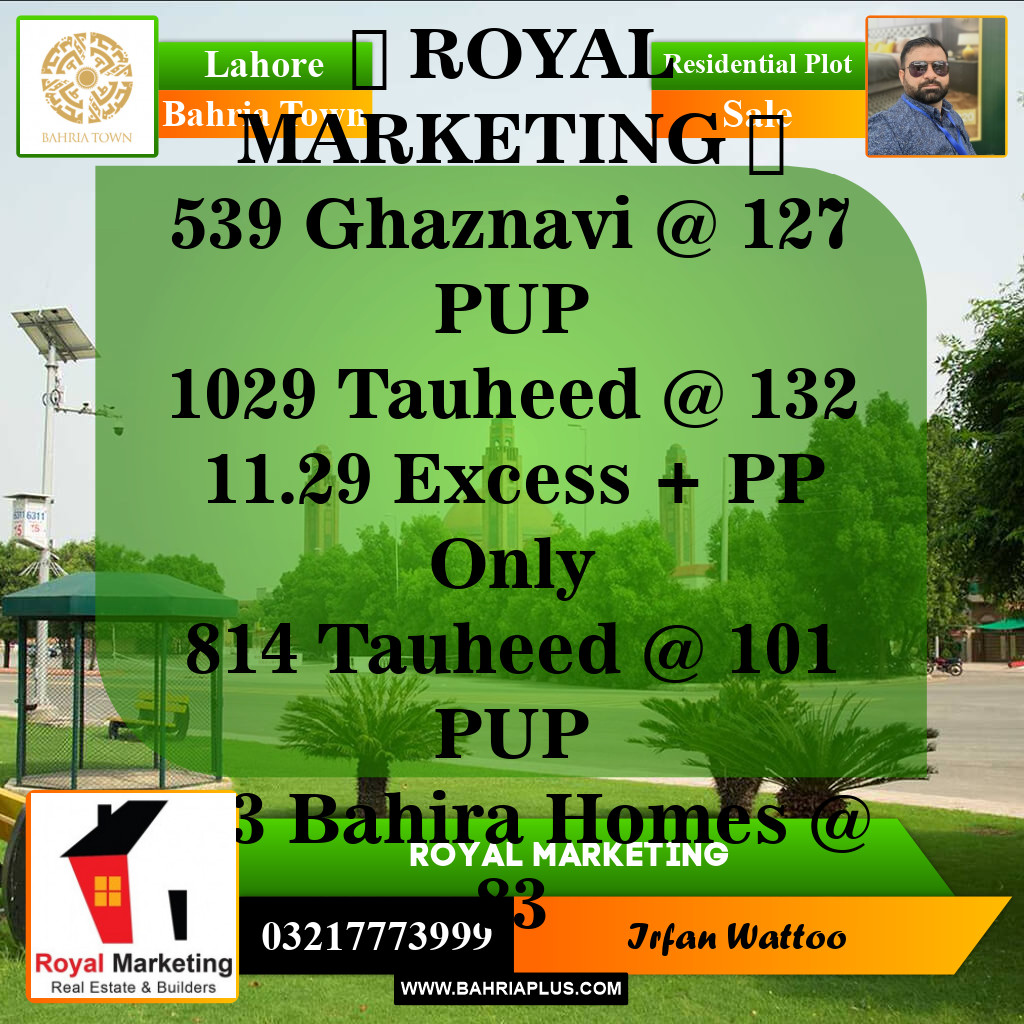 Residential Plot for Sale in Bahria Town, Lahore - (BP-142797)
