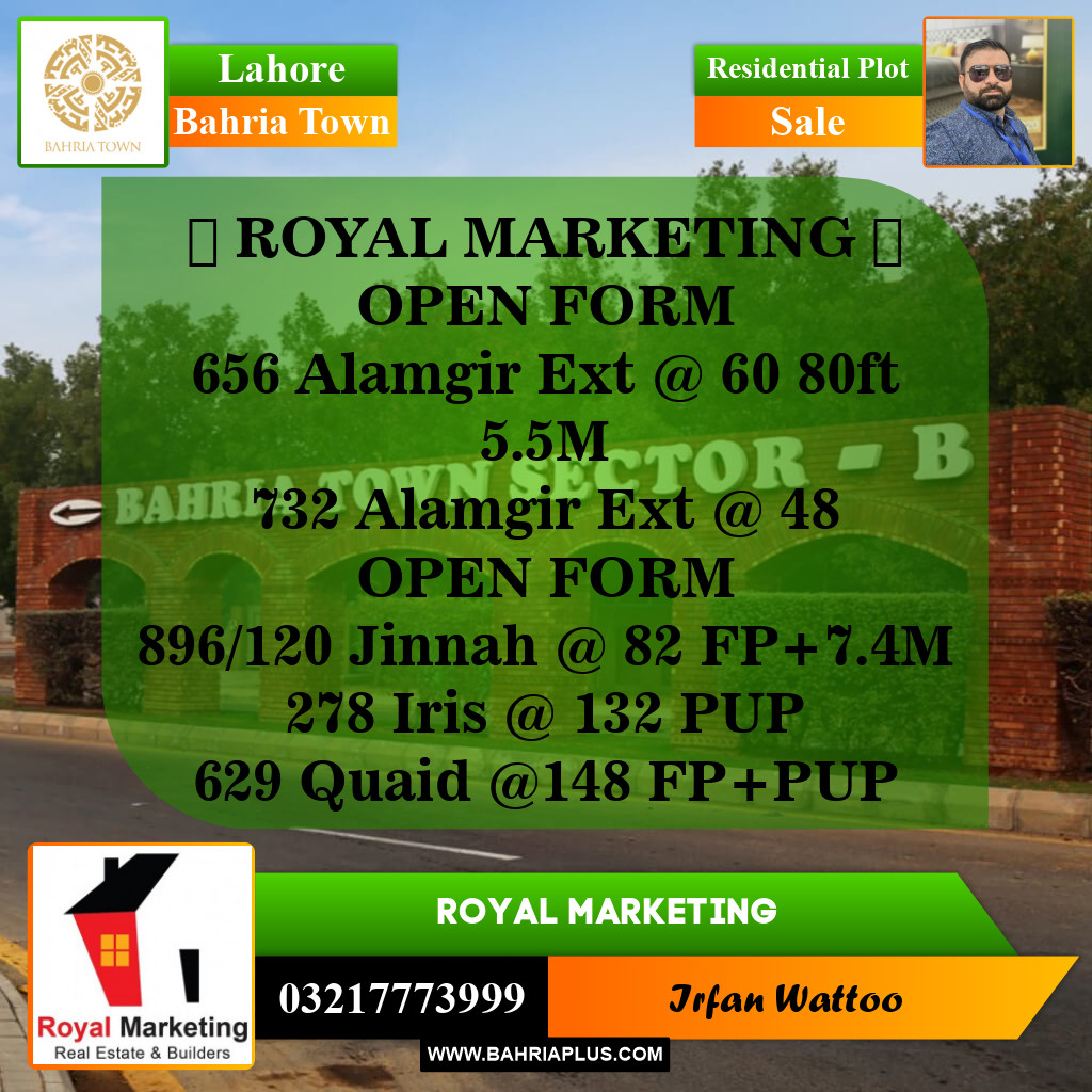 Residential Plot for Sale in Bahria Town, Lahore - (BP-142798)
