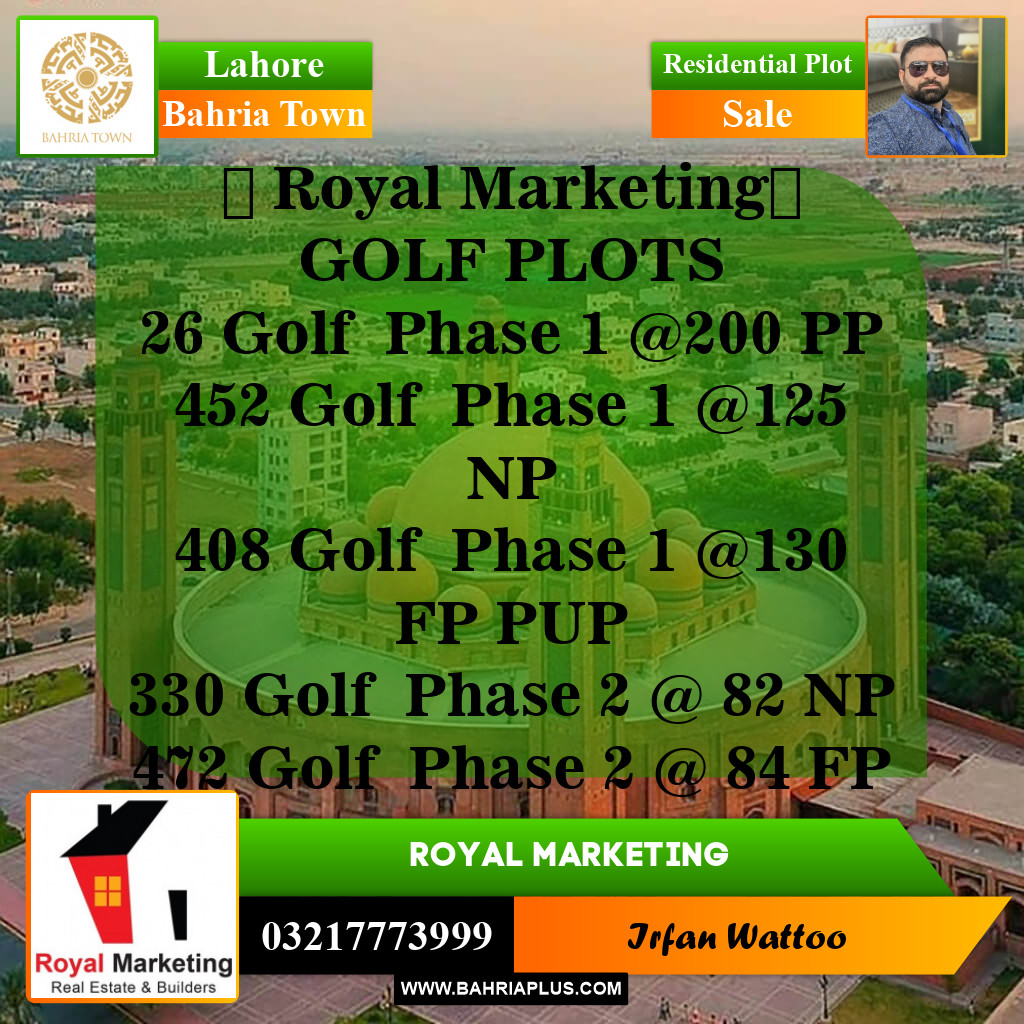 Residential Plot for Sale in Bahria Town, Lahore - (BP-142799)