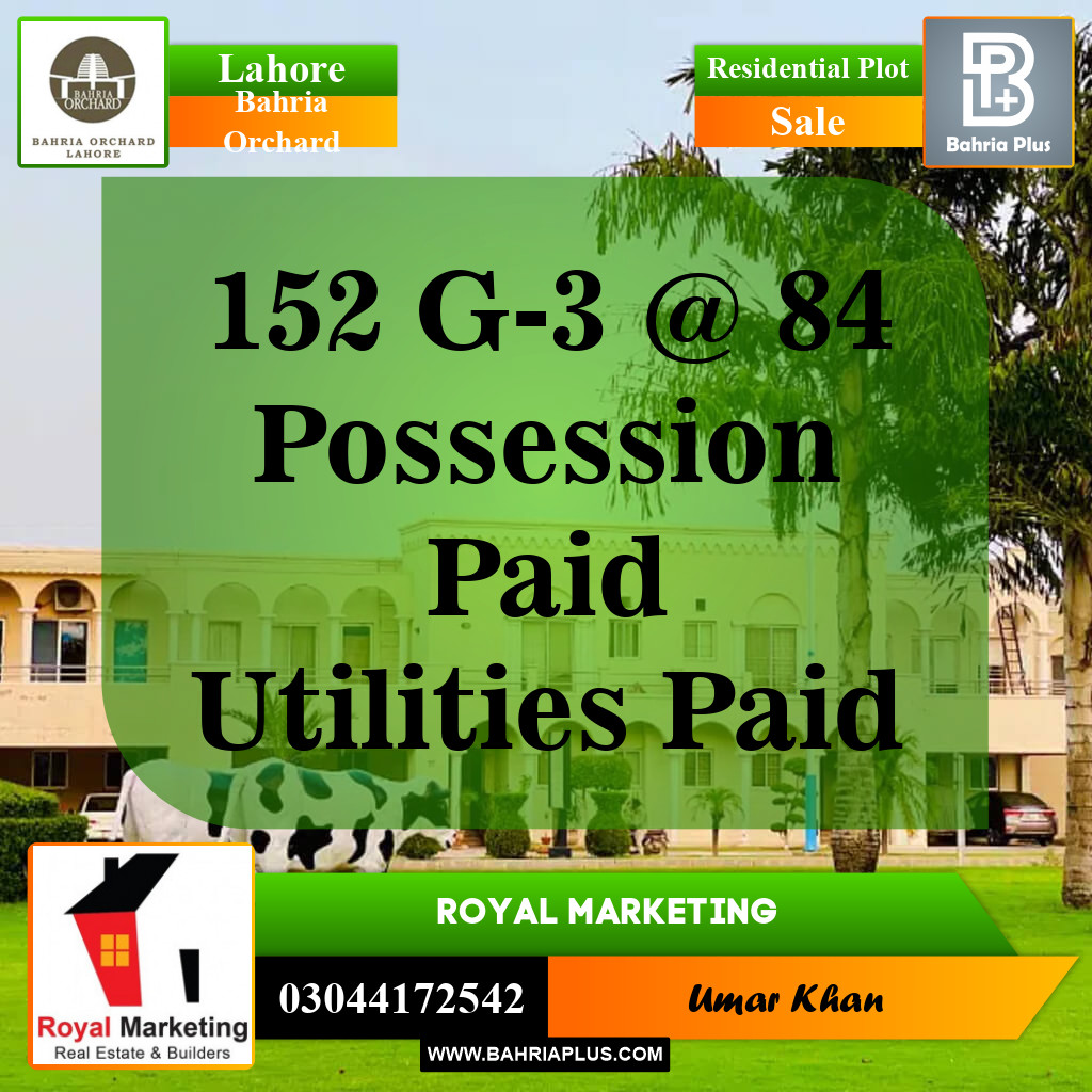 Residential Plot for Sale in Phase 4 - G3 Block -  Bahria Orchard, Lahore - (BP-142806)