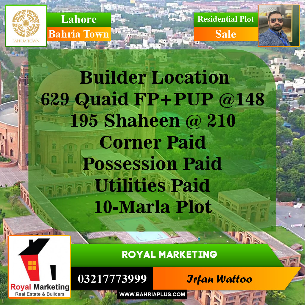 Residential Plot for Sale in Bahria Town, Lahore - (BP-142889)