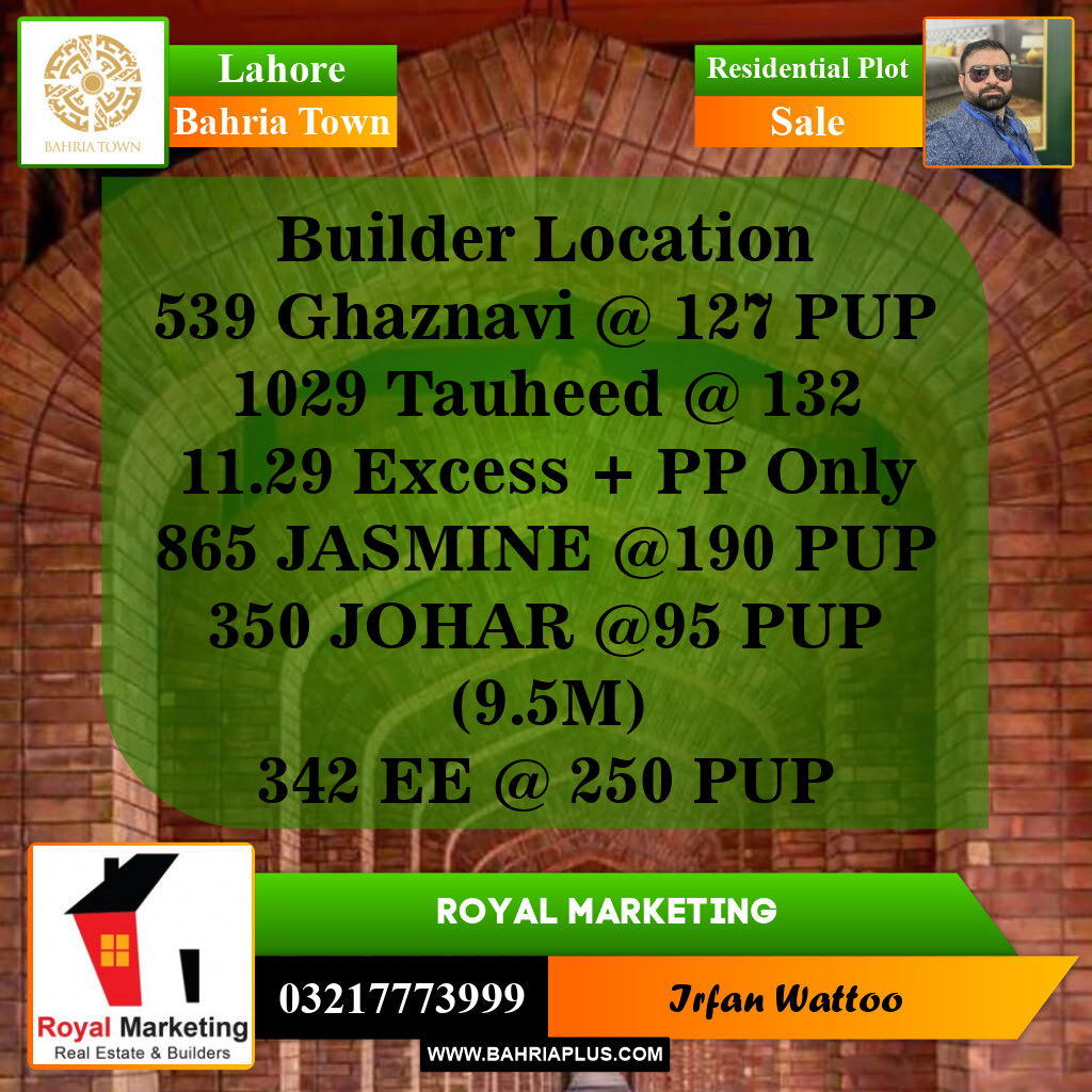 Residential Plot for Sale in Bahria Town, Lahore - (BP-142896)