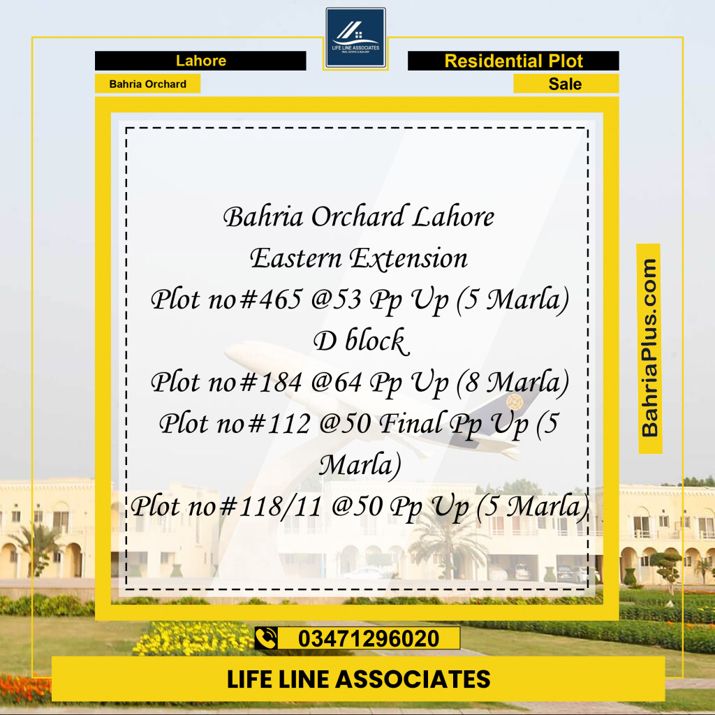 Residential Plot for Sale in Bahria Orchard, Lahore - (BP-142957)