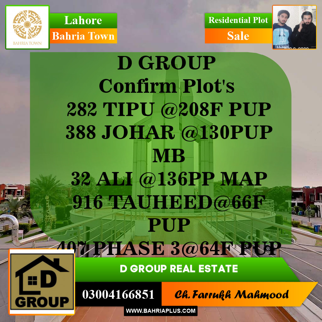 Residential Plot for Sale in Bahria Town, Lahore - (BP-142981)
