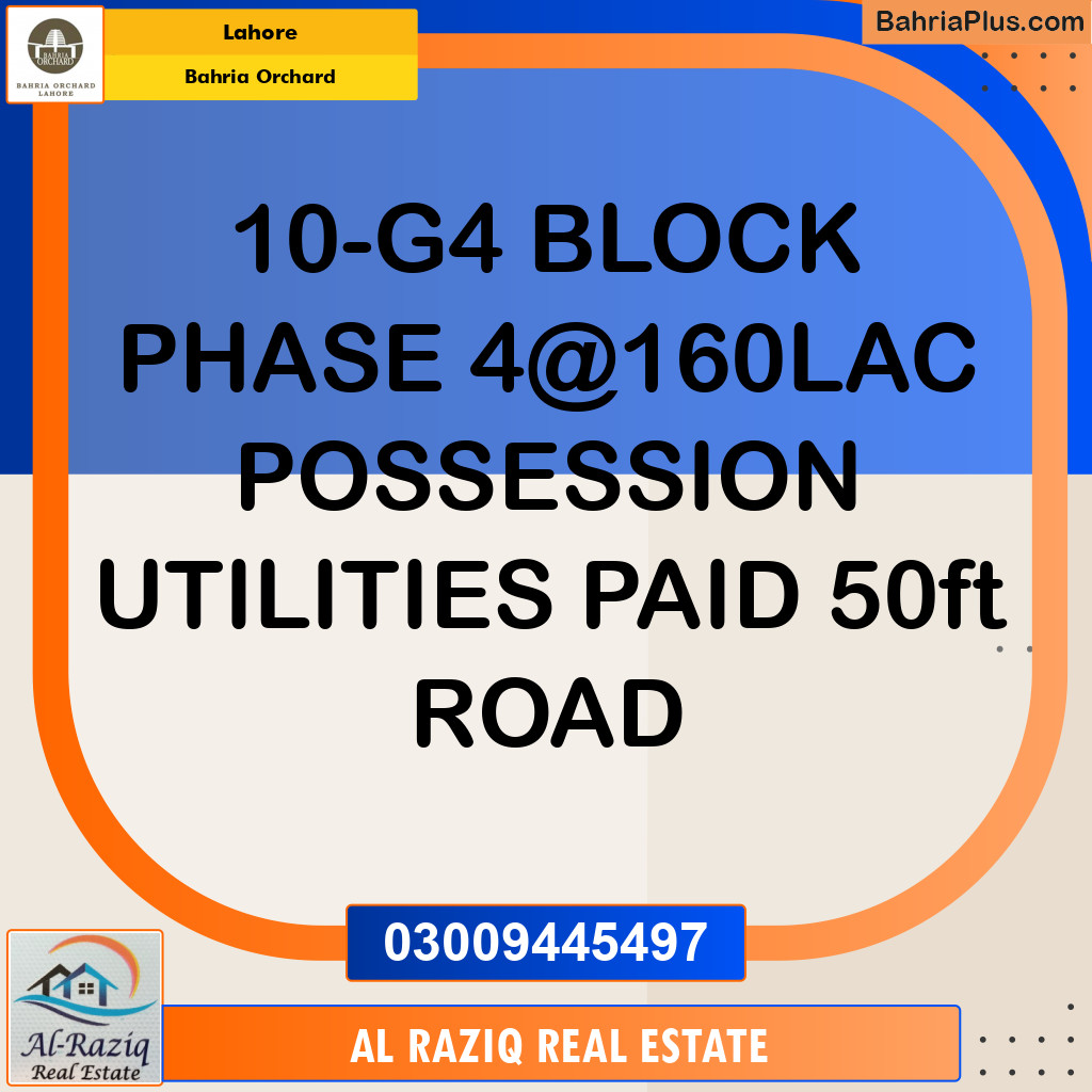 Residential Plot for Sale in Phase 4 - G4 Block -  Bahria Orchard, Lahore - (BP-142993)