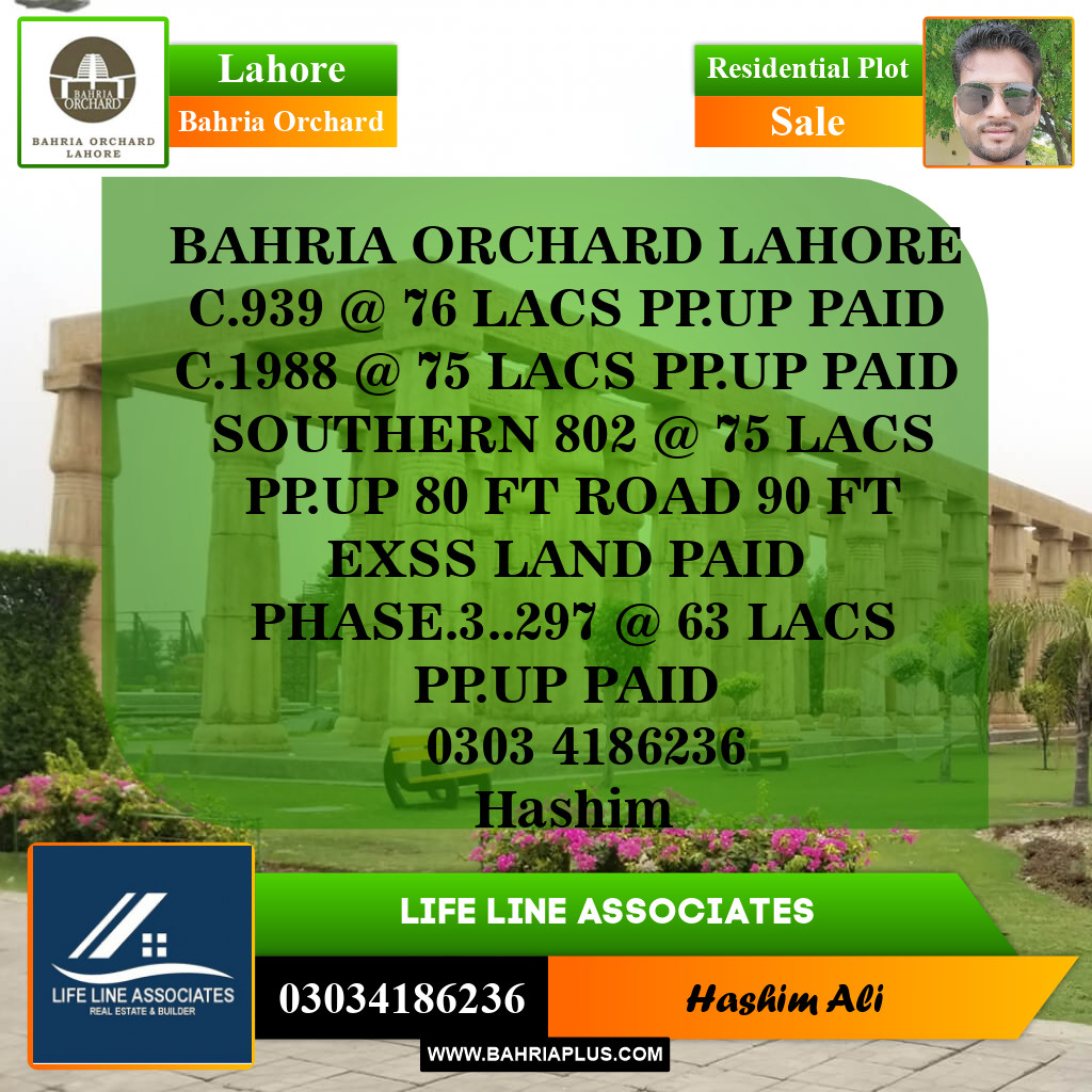 Residential Plot for Sale in Bahria Orchard, Lahore - (BP-143019)