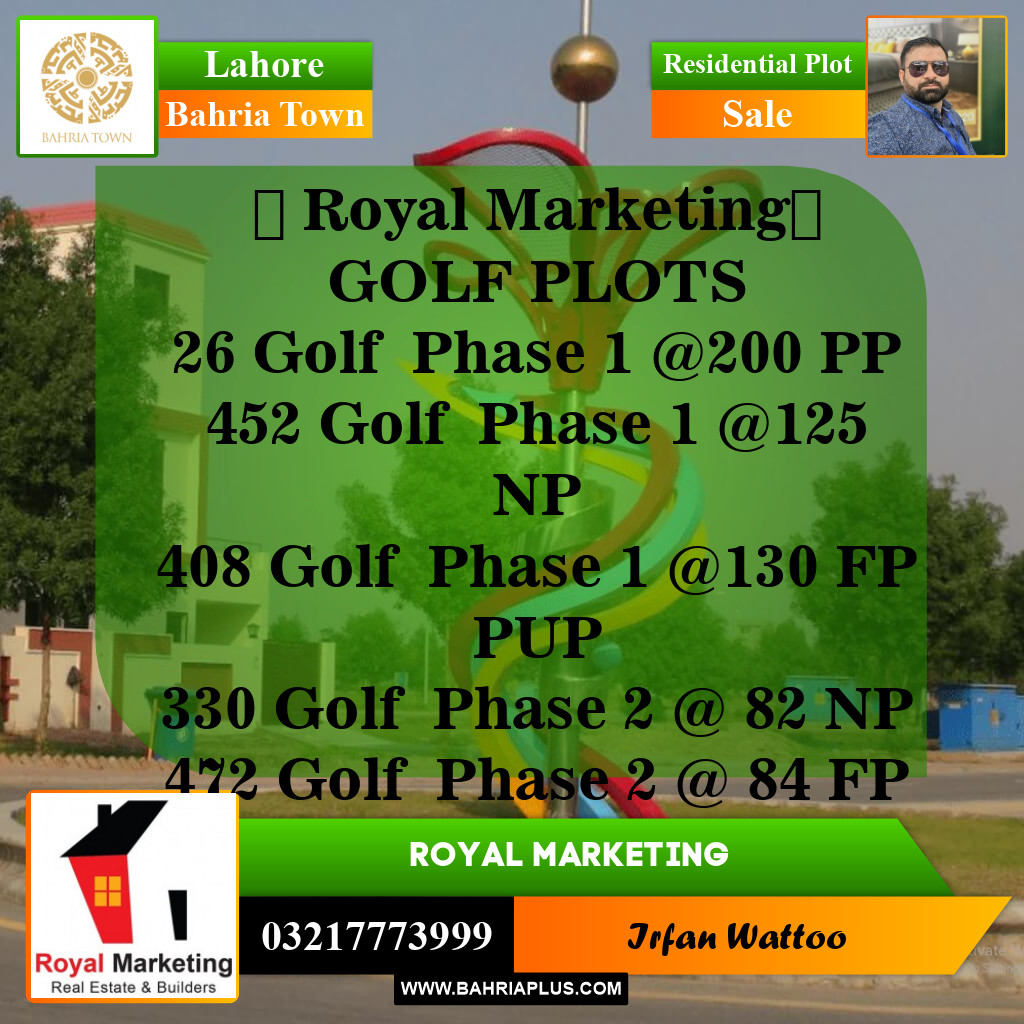 Residential Plot for Sale in Bahria Town, Lahore - (BP-143027)