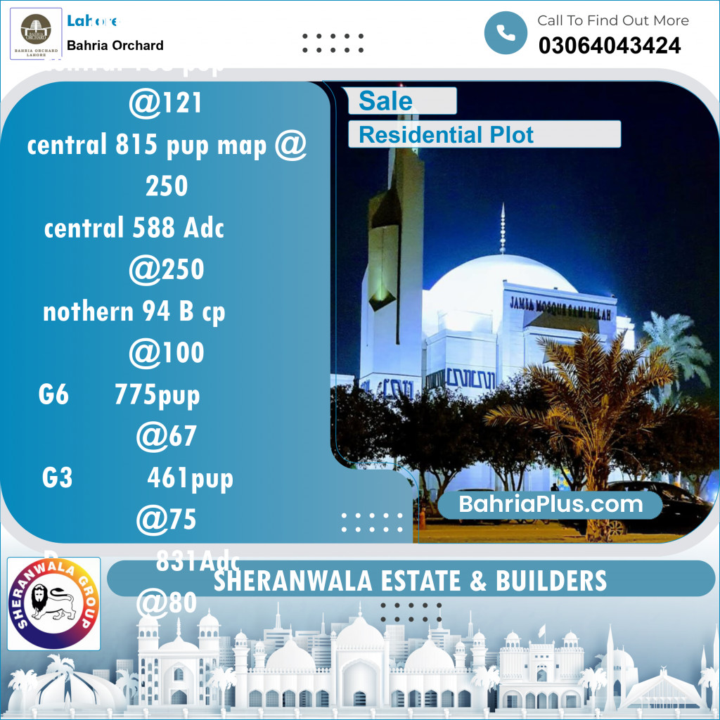 Residential Plot for Sale in Bahria Orchard, Lahore - (BP-143042)