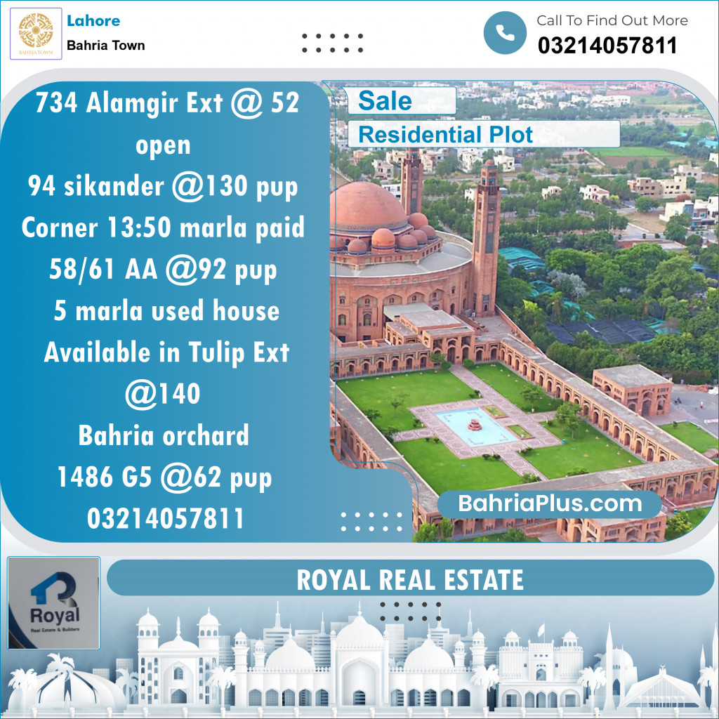 Residential Plot for Sale in Bahria Town, Lahore - (BP-143043)