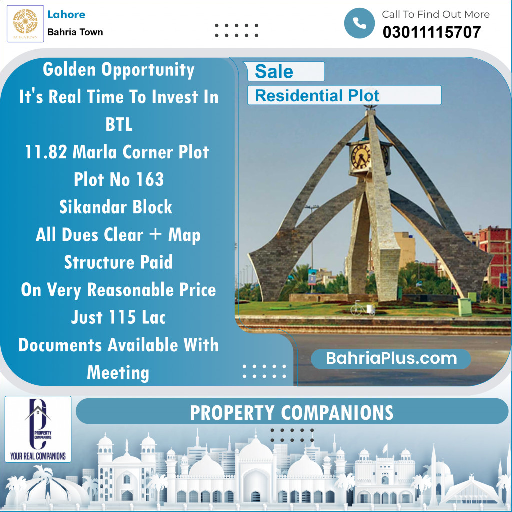 Residential Plot for Sale in Bahria Town, Lahore - (BP-143050)