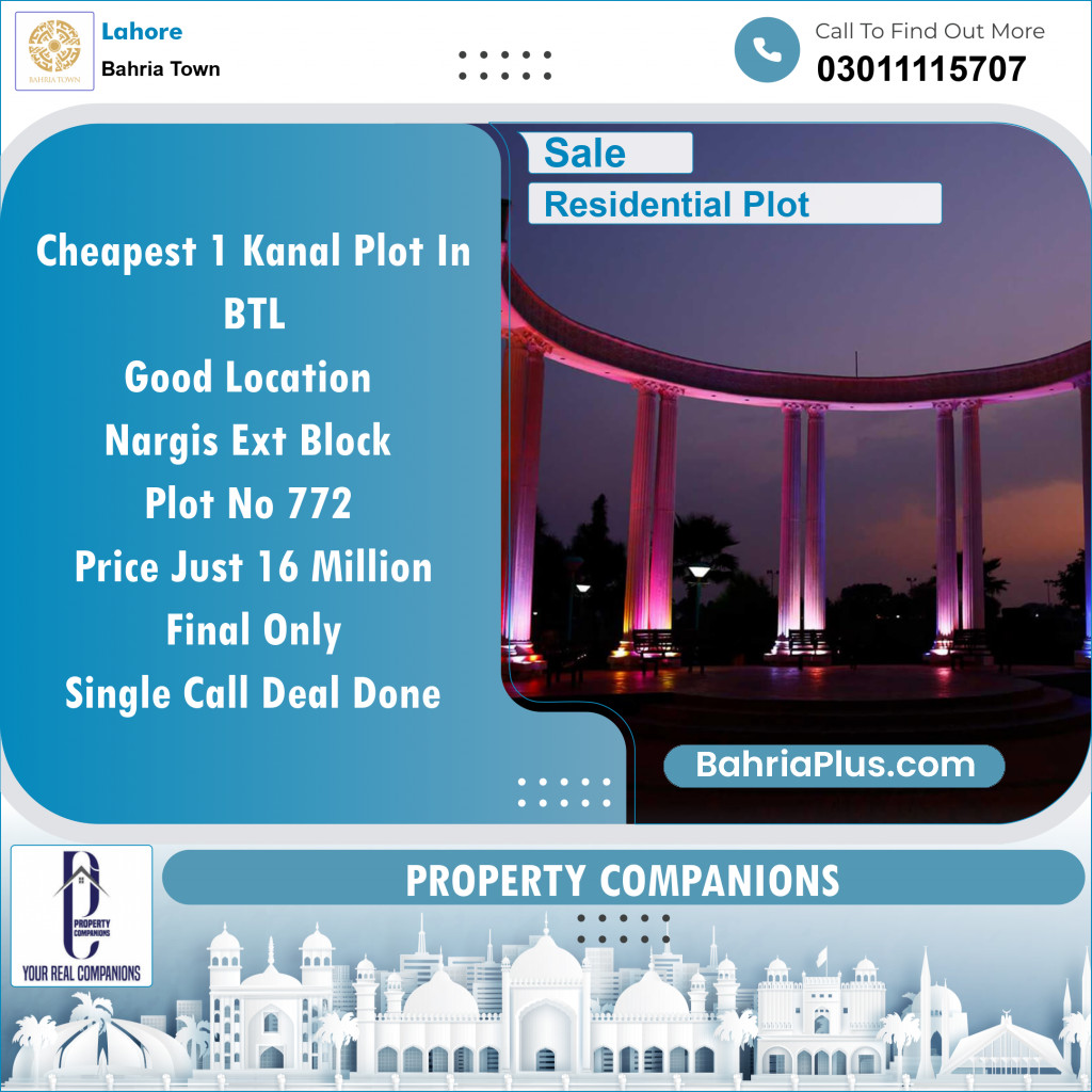 Residential Plot for Sale in Bahria Town, Lahore - (BP-143082)