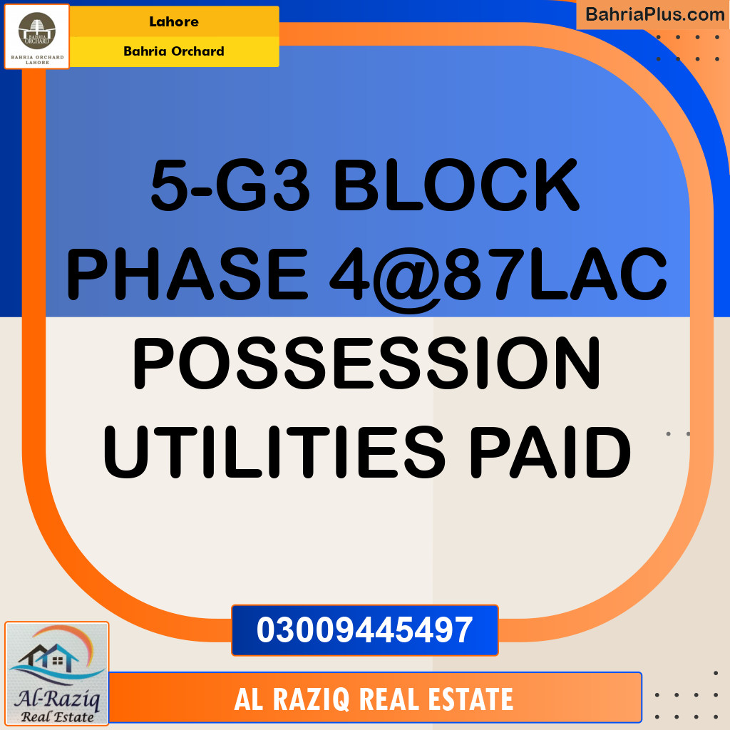 Residential Plot for Sale in Phase 4 - G3 Block -  Bahria Orchard, Lahore - (BP-143085)