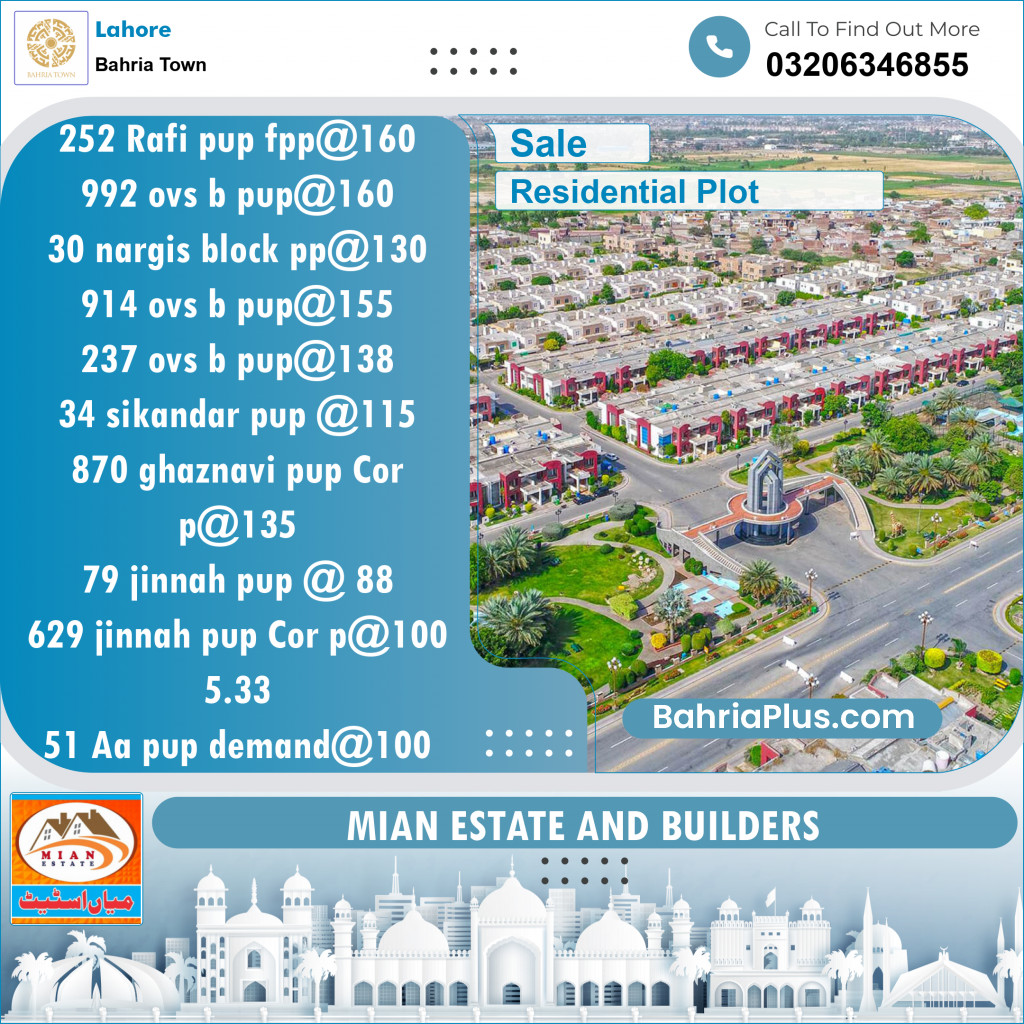 Residential Plot for Sale in Bahria Town, Lahore - (BP-143095)
